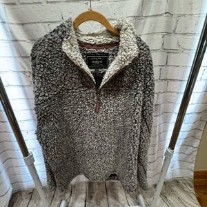 Men's Gray Sherpa Zip-Up Sweater